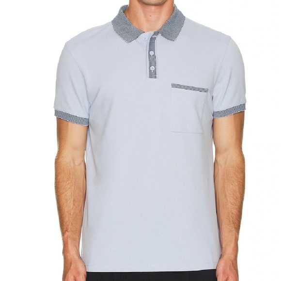 Double Feeder Stripe Polo - Brand New - NEVER WORN - Baby Blue Mix